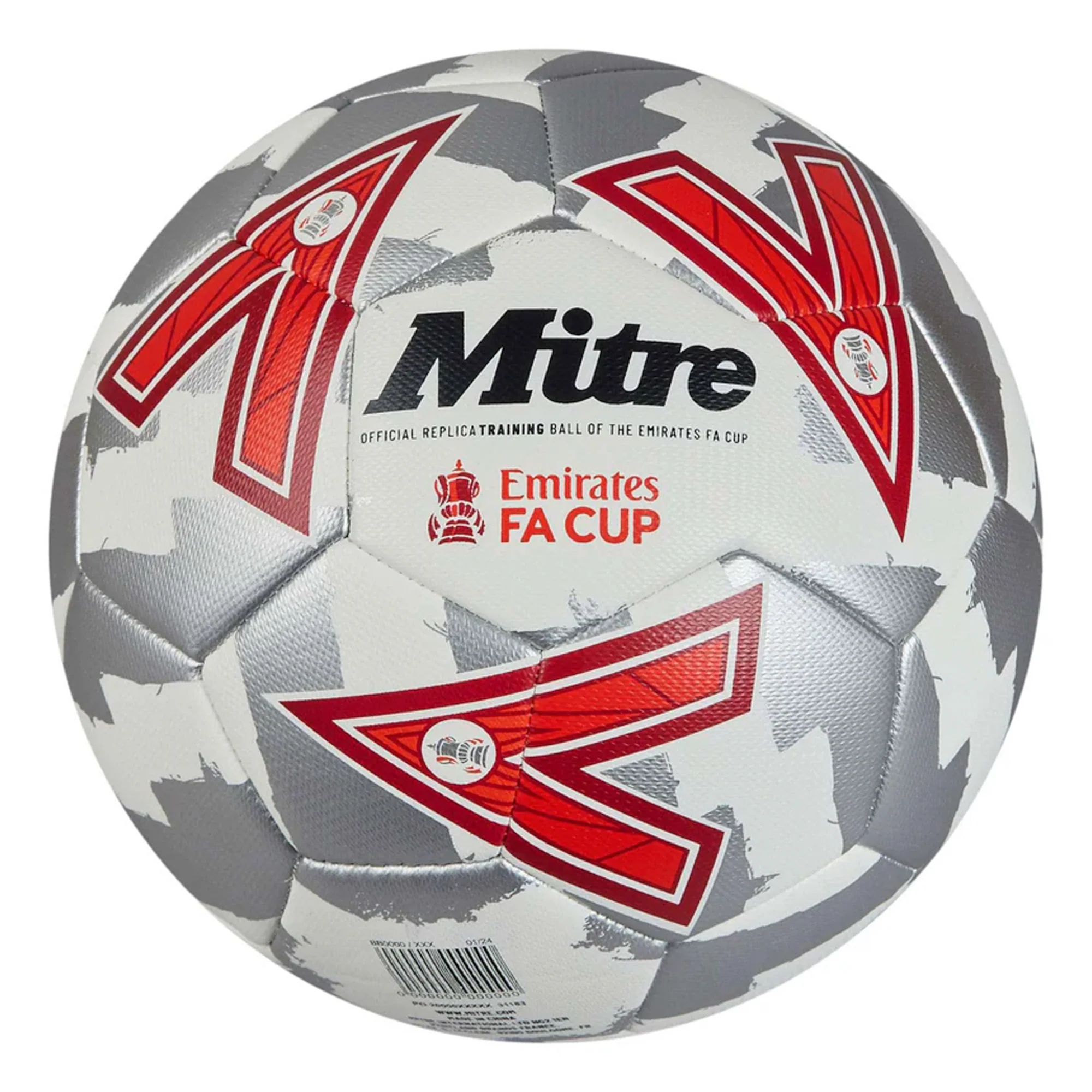 Mitre FA Cup 2024-25 Training AU Ball (White/Silver/Red)