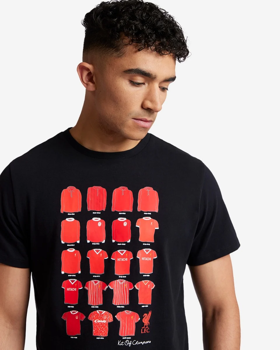 LFC Mens Retro Kit Of Champions Tee Black - Image 2
